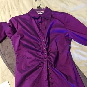 Long sleeve button down dress shirt.