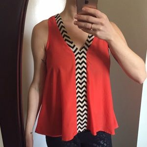 Reserved: Red, Black, & Cream Chevron Shirt