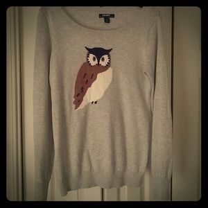 Gray knit owl sweater
