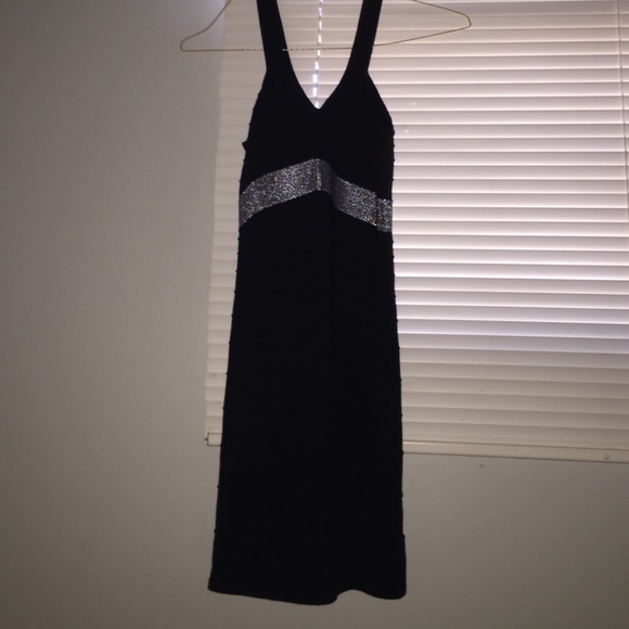 Bodycon party ribbed dress with silver detailing