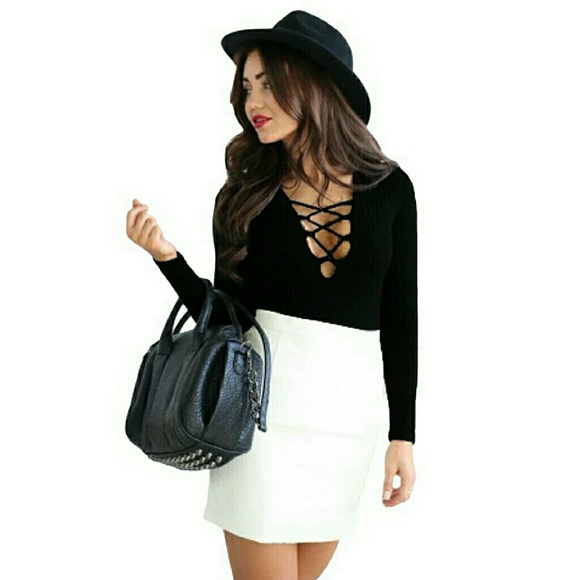 Tops - Run small Sexy Deep V Neck Lace Up Bodycon Jumpsui