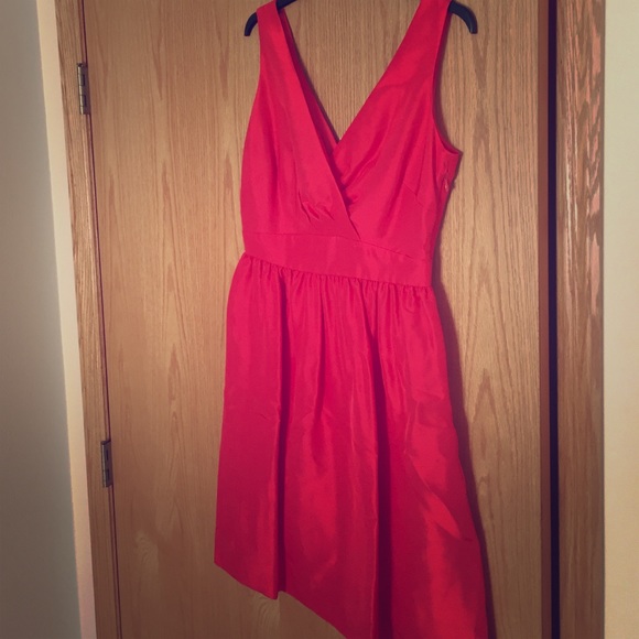 Coral silk bridesmaid dress