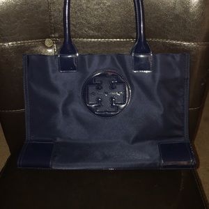 Tory Burch Small Nylon Tote in Navy Blue