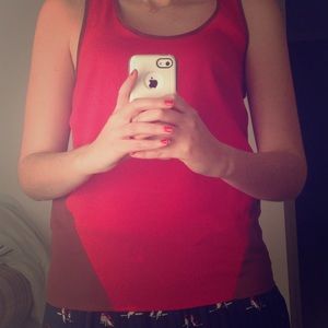 Red and brown racerback tank
