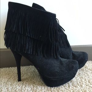 Black Fringe Ankle Boots