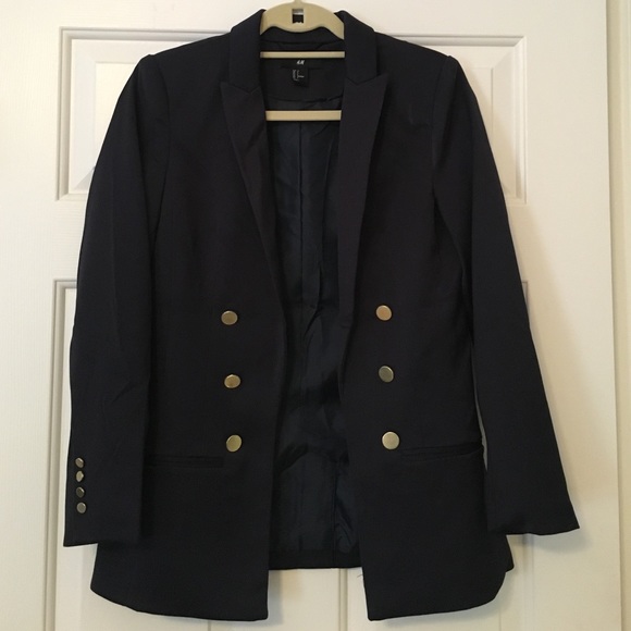 H&M Jackets & Blazers - H&M Navy Military Open-Front Blazer Size 6
