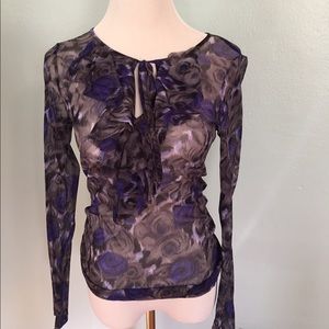 SOLD Karen Kane floral sheer l/s top - so cute!