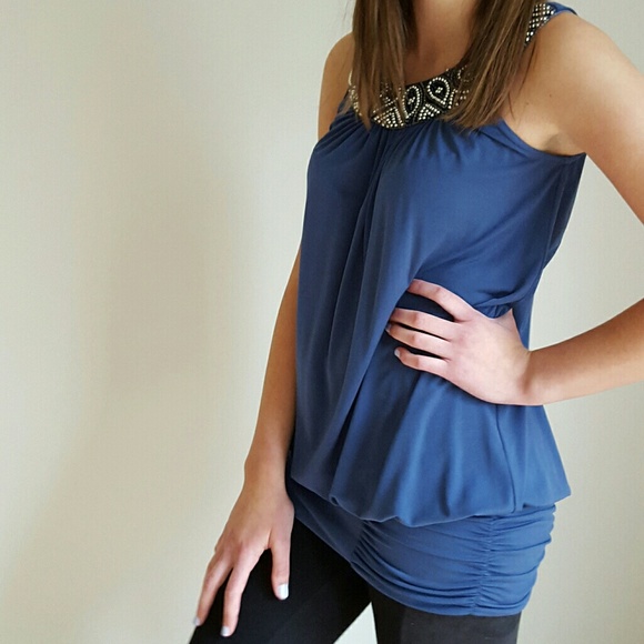 {Jodi Kristopher} Beaded Sleeveless Mini Dress/Top - Picture 1 of 5