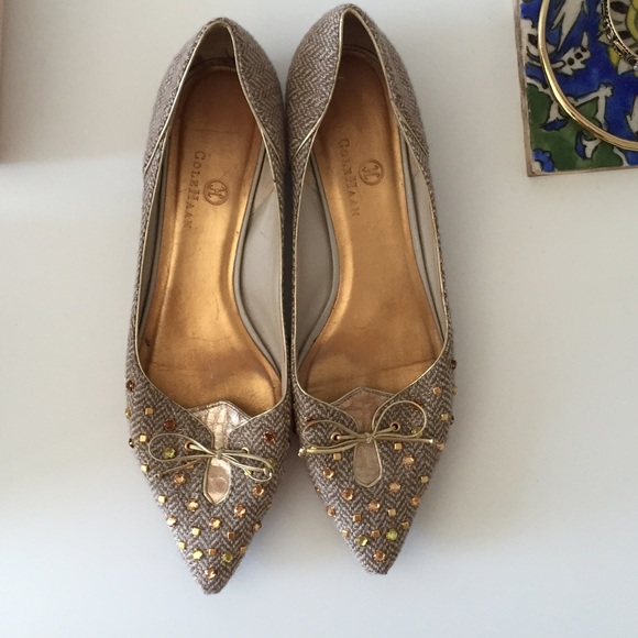 Vintage Cole Hann Tweed and Embellished Flats