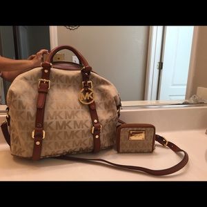 Mk brown bag with matching wallet