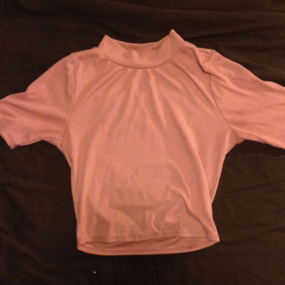 Mauve pink mock neck crop top