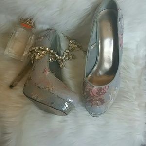 Sparkly floral heels.