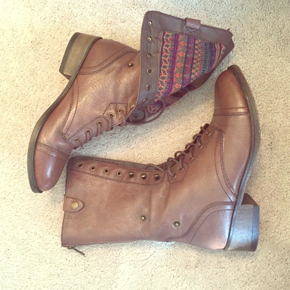 Brown combat boots