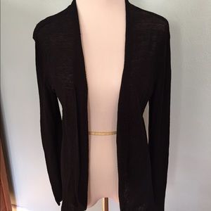 Eileen Fisher black drape linen cardigan