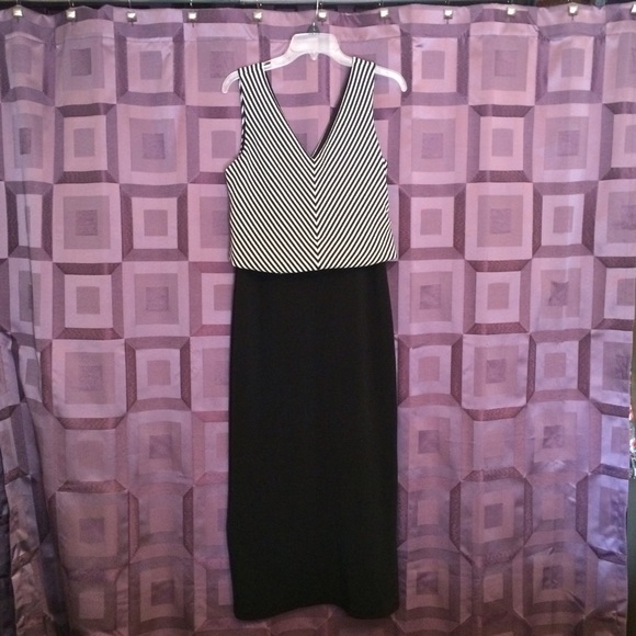 Black and white striped maxi dress