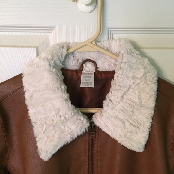Tan faux leather jacket - Picture 2 of 3