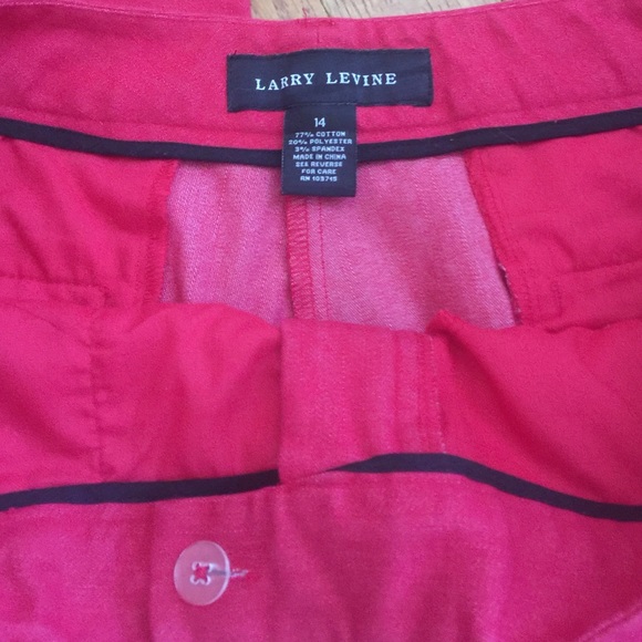 Red Larry Levin Strecthy Cotton Blend Pants Sz 14 - Picture 2 of 4