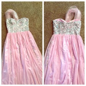 Adrianna Papell Pink Sequin Prom Dress