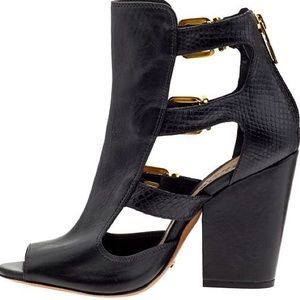 Schutz Snake Embossed Leather Gladiator Heels