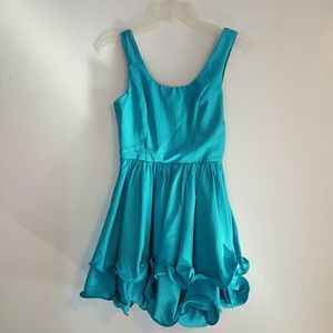 Ruffled Bottom Teal Dress
