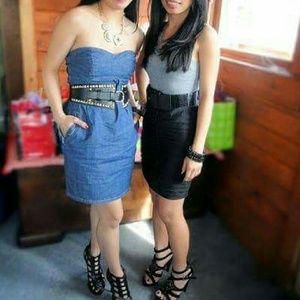 Denim strapless dress