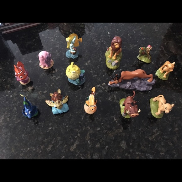 Nemo and lion king Disney figures.