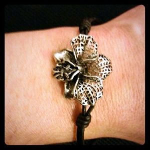 FOSSIL vintage silver & leather bracelet