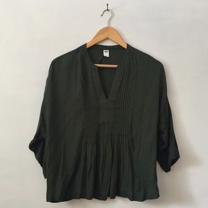 Forest Green Old Navy Pintuck Swing Blouse