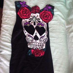 Rose sugar skull tank