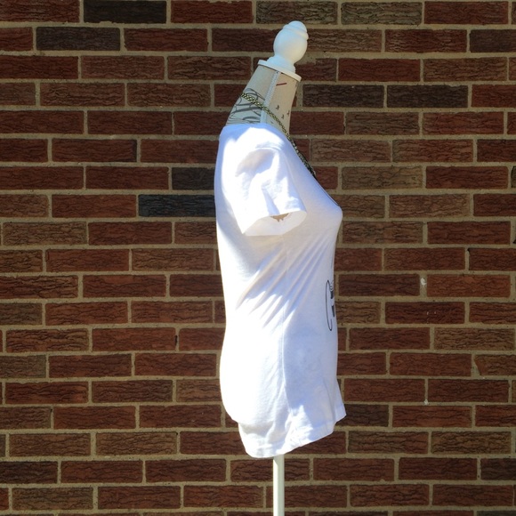 Ladies OK, But Coffee First White Tee size -M - Picture 3 of 4