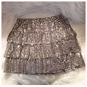 Tiered sequin mini skirt