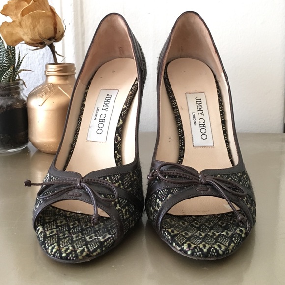 Jimmy chop tweed peep toe pumps - Picture 2 of 4