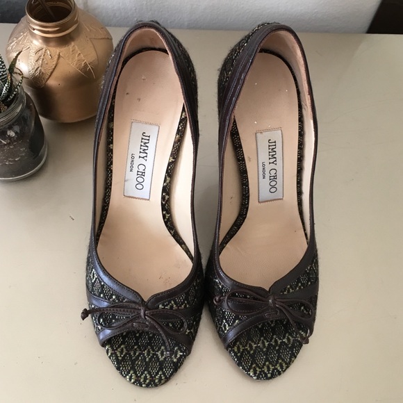 Jimmy chop tweed peep toe pumps - Picture 3 of 4