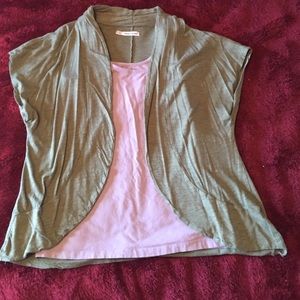 Green short sleeve cardigan