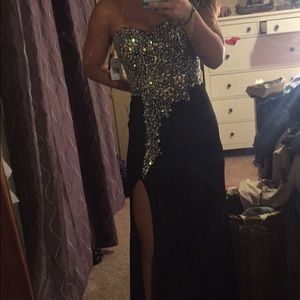 Black embellished prom dress