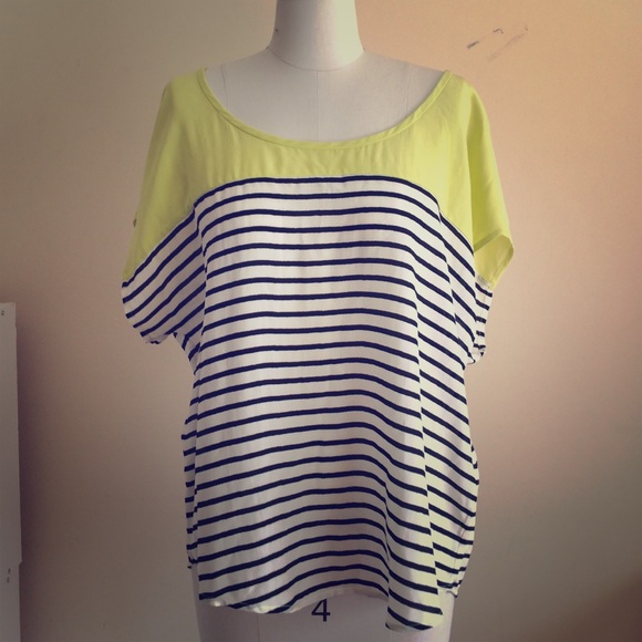 **New** Joie stripe/ solid mix silk dolman tee L