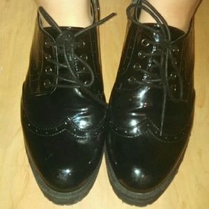 Black Patent Lace Up Loafers