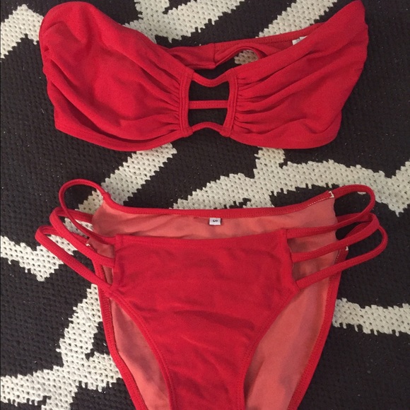 Red Tobi strappy bikini set
