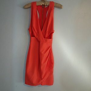 Pinkish Orange Cut-out Dress