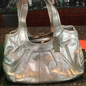 Coach silver handbag