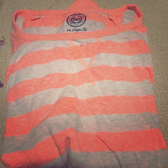 Coral long sleeve striped shirt