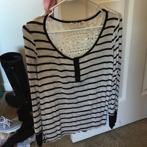 Striped black and white, lace skull top