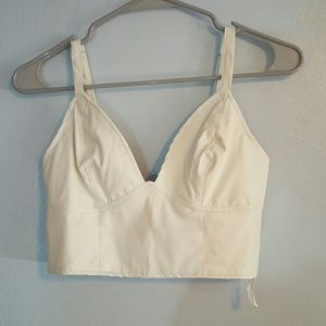 White Leathery crop top