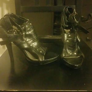 Black peep toe heels