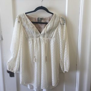 White Chevron Anthropologie Blouse