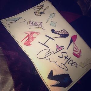 White I heart shoes clutch