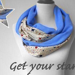 Infinity Blue Scarf with Stars Women's Accessories