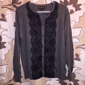 Grey with black lace embellishment cardigan