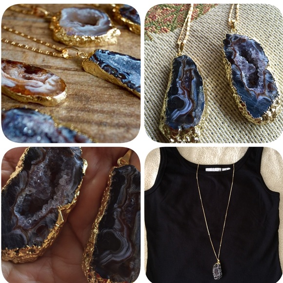 ❗️FINAL❗️🎉DOUBLE HP🎉 Druzy Pendant 18K GF Chain✨ - Picture 4 of 4