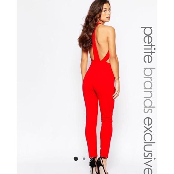 Sold NWT petite red jumpsuit with back detail